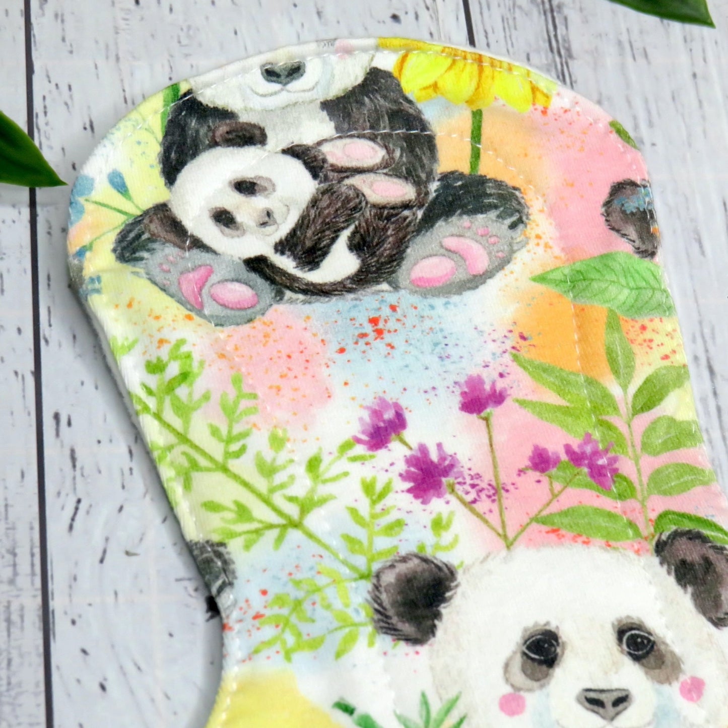 Floral Panda - Heavy Cloth Pad - 12 Inch - Cotton Lycra