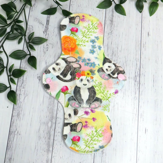 Floral Panda - Moderate Cloth Pad - 10 Inch - Cotton Lycra