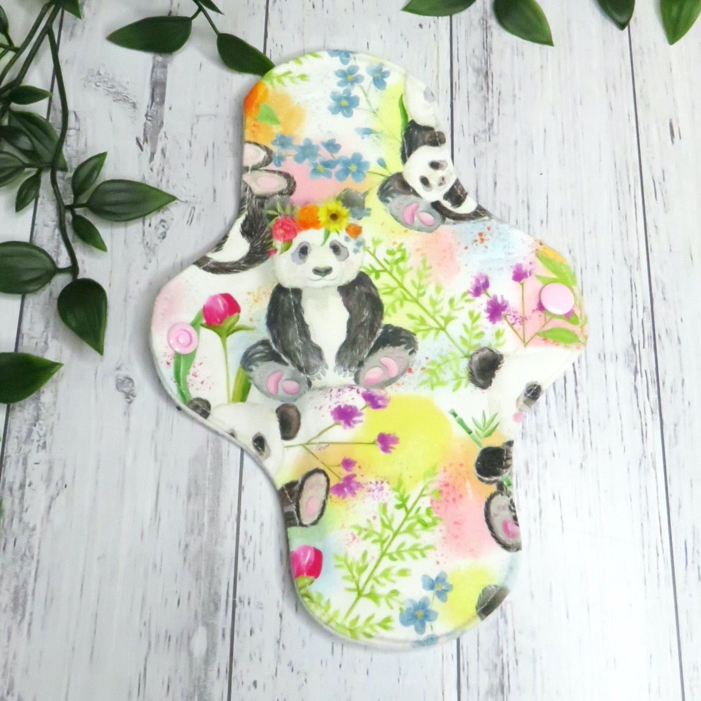 Floral Panda - Moderate Cloth Pad - 8 Inch - Cotton Lycra