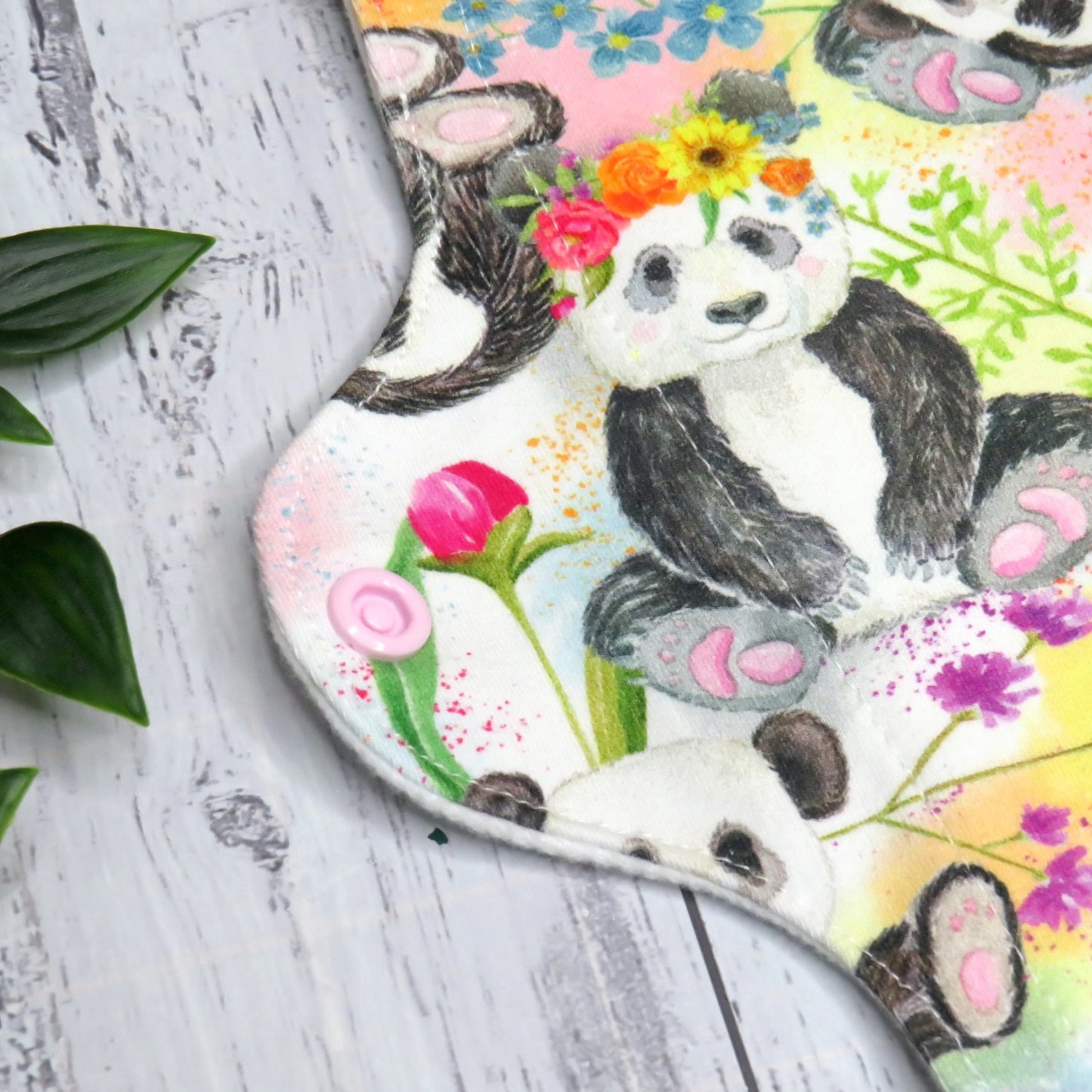 Floral Panda - Moderate Cloth Pad - 8 Inch - Cotton Lycra